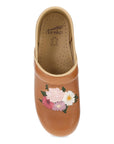 Top image of Professional Clog Tan Floral Embroidered