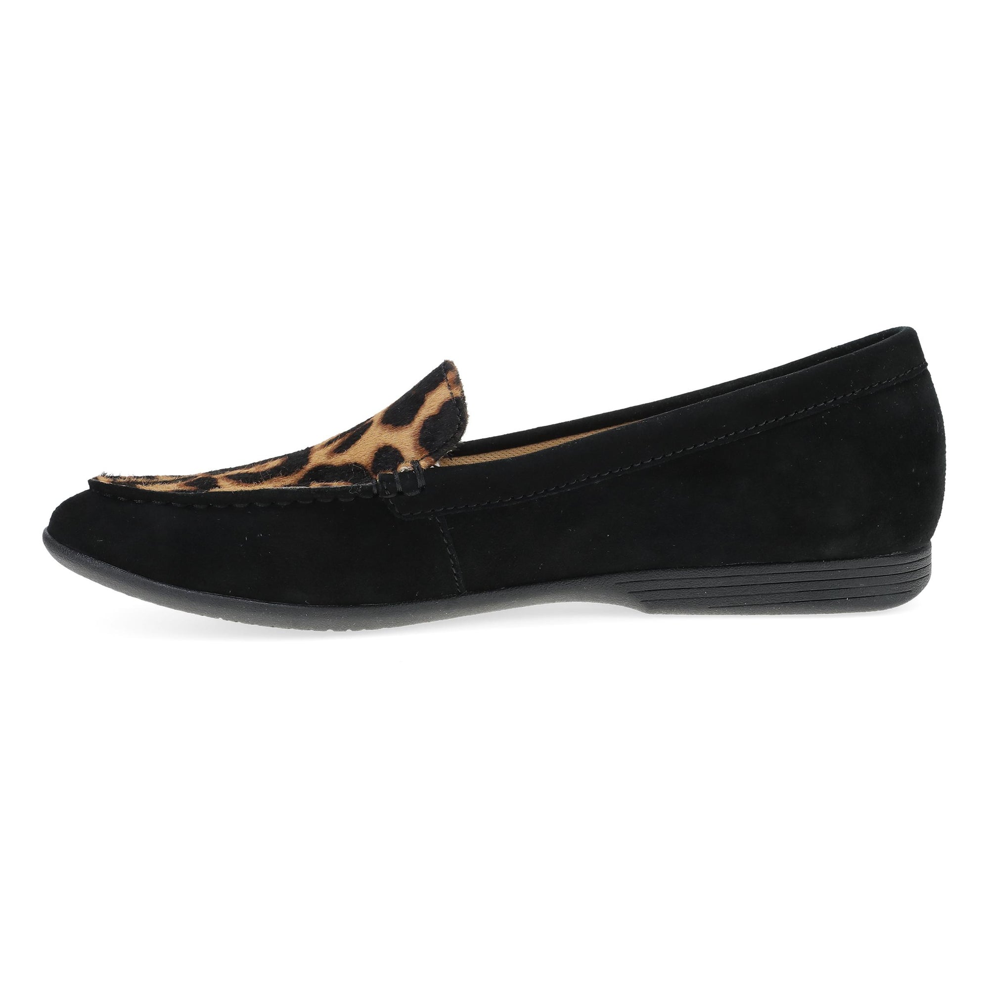 Side image of Lorri Black/Leopard Suede