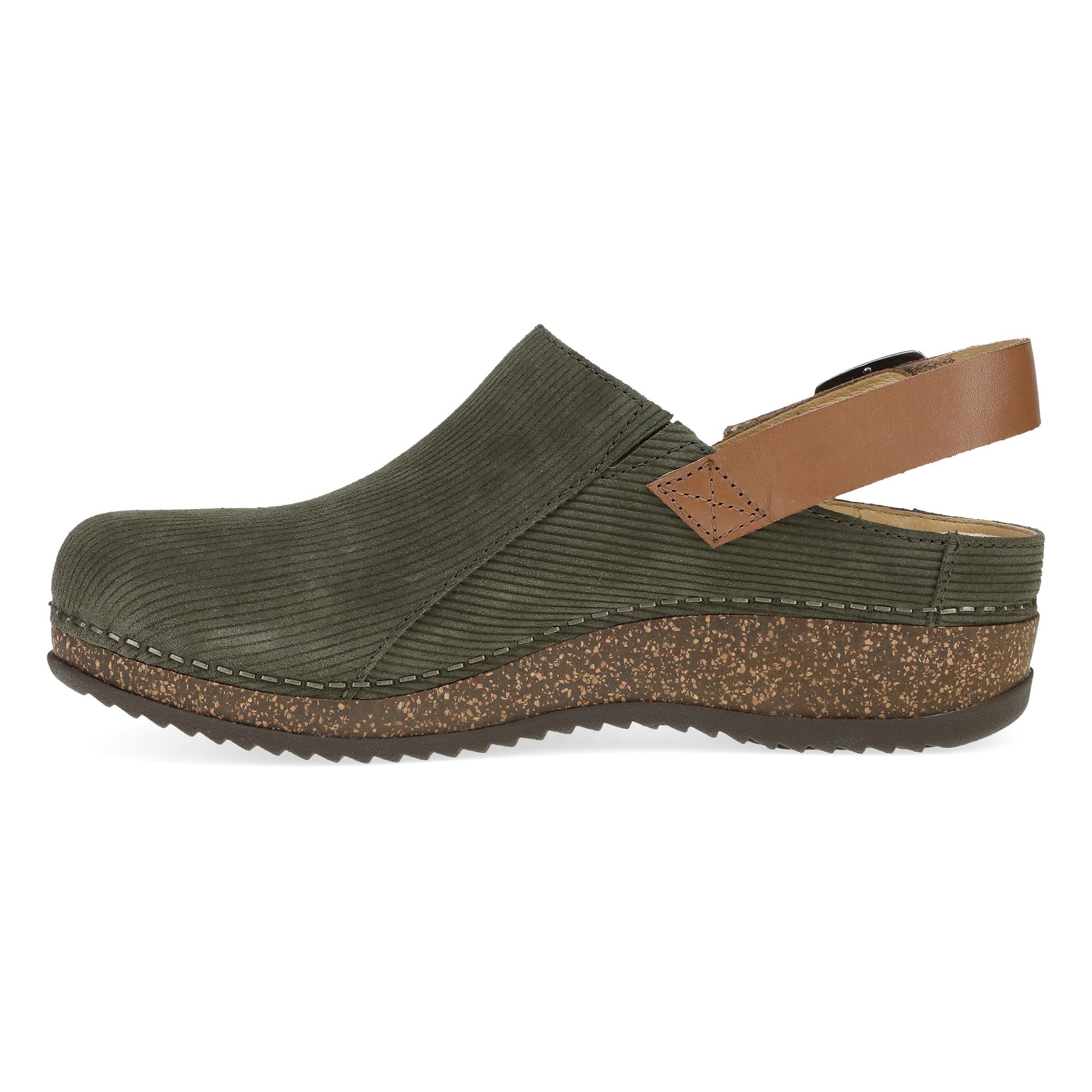 Side image of Merrin Olive Embossed Suede