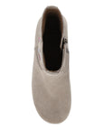 Top image of Shiloh Taupe Suede Floral Embroidered