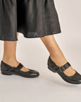 Collette Wide Black Burnished Nubuck