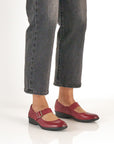 Collette Wide Red Burnished Nubuck