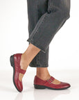 Collette Wide Red Burnished Nubuck