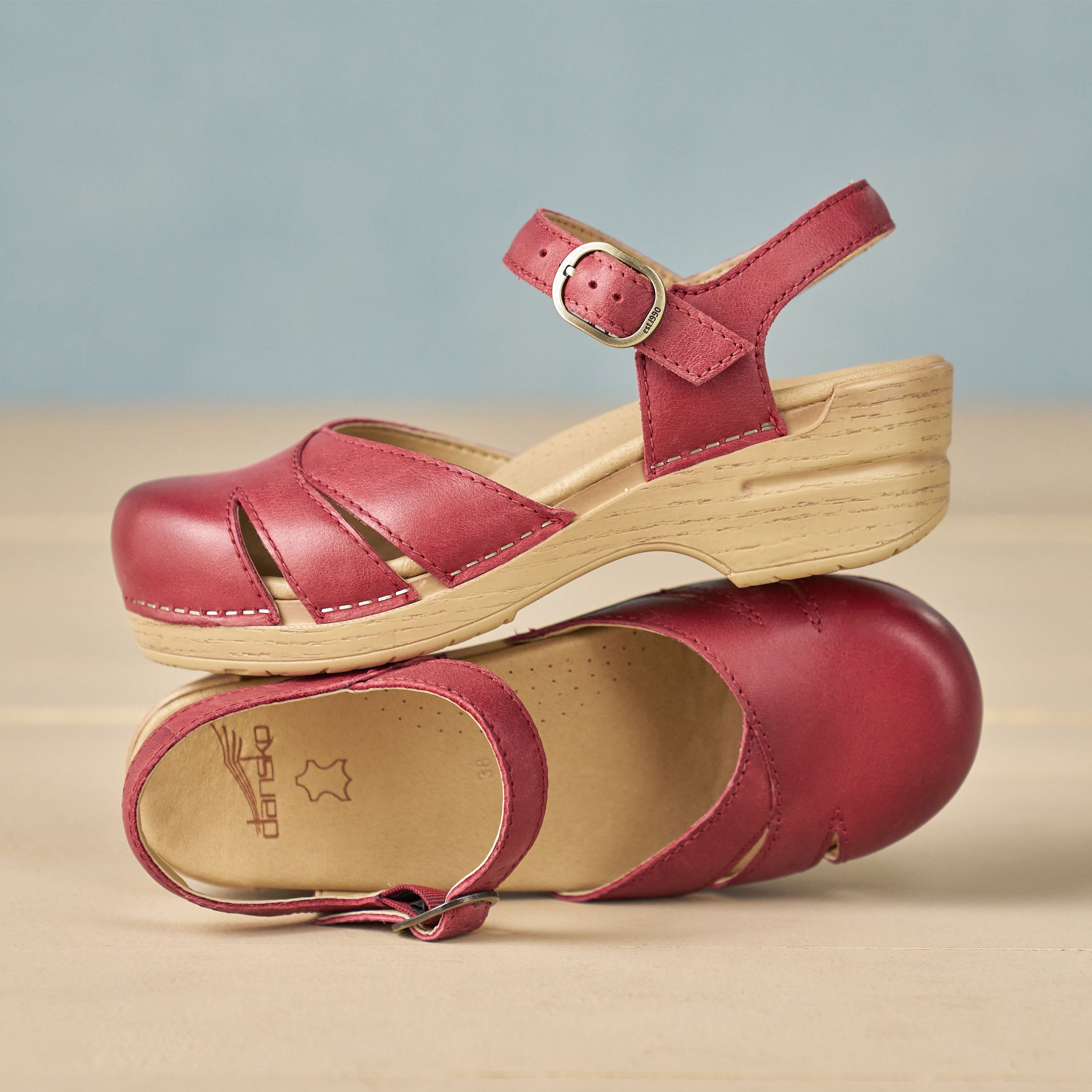 Dansko Red Leather Clogs Red Is The New Black | Dansko Professional Clog — Hourglass  main image 2