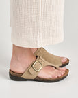 Close up of sand Dansko sandals.