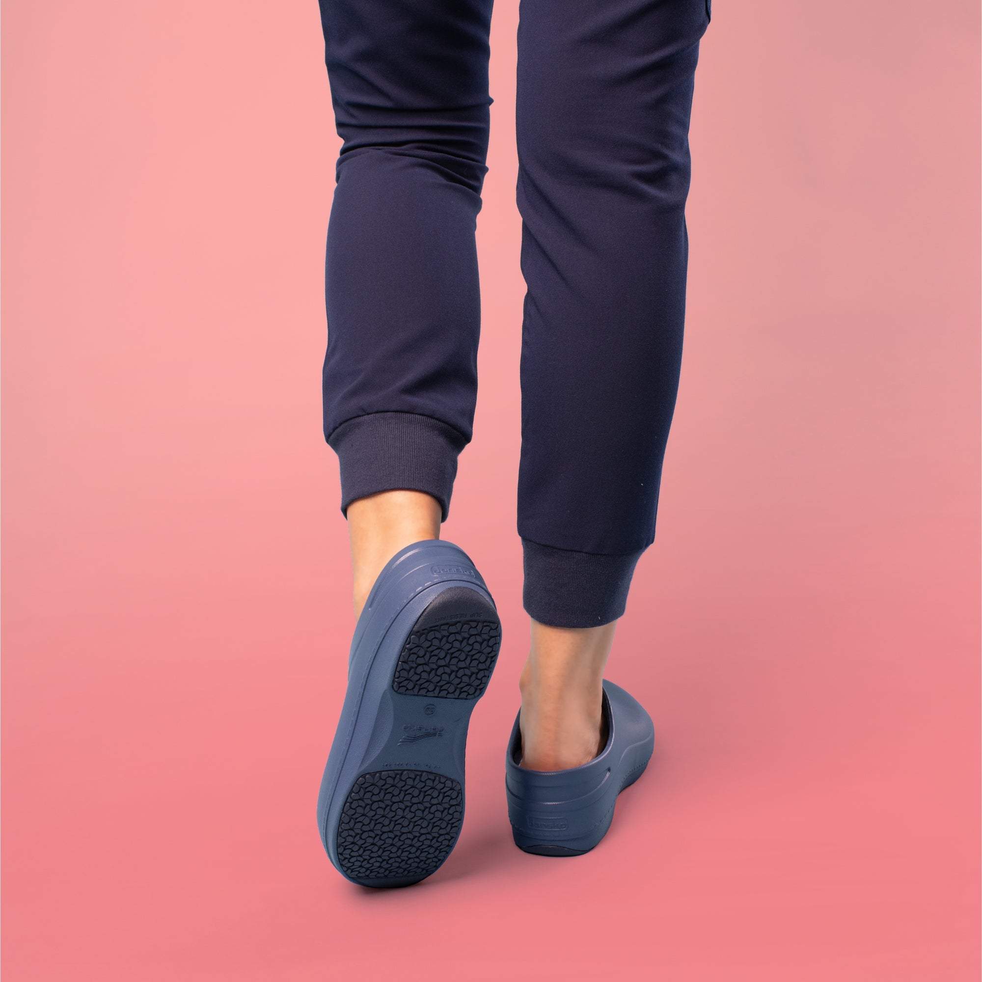 Slip-resistant rubber outsoles by Dansko are patented to keep healthcare workers standing.