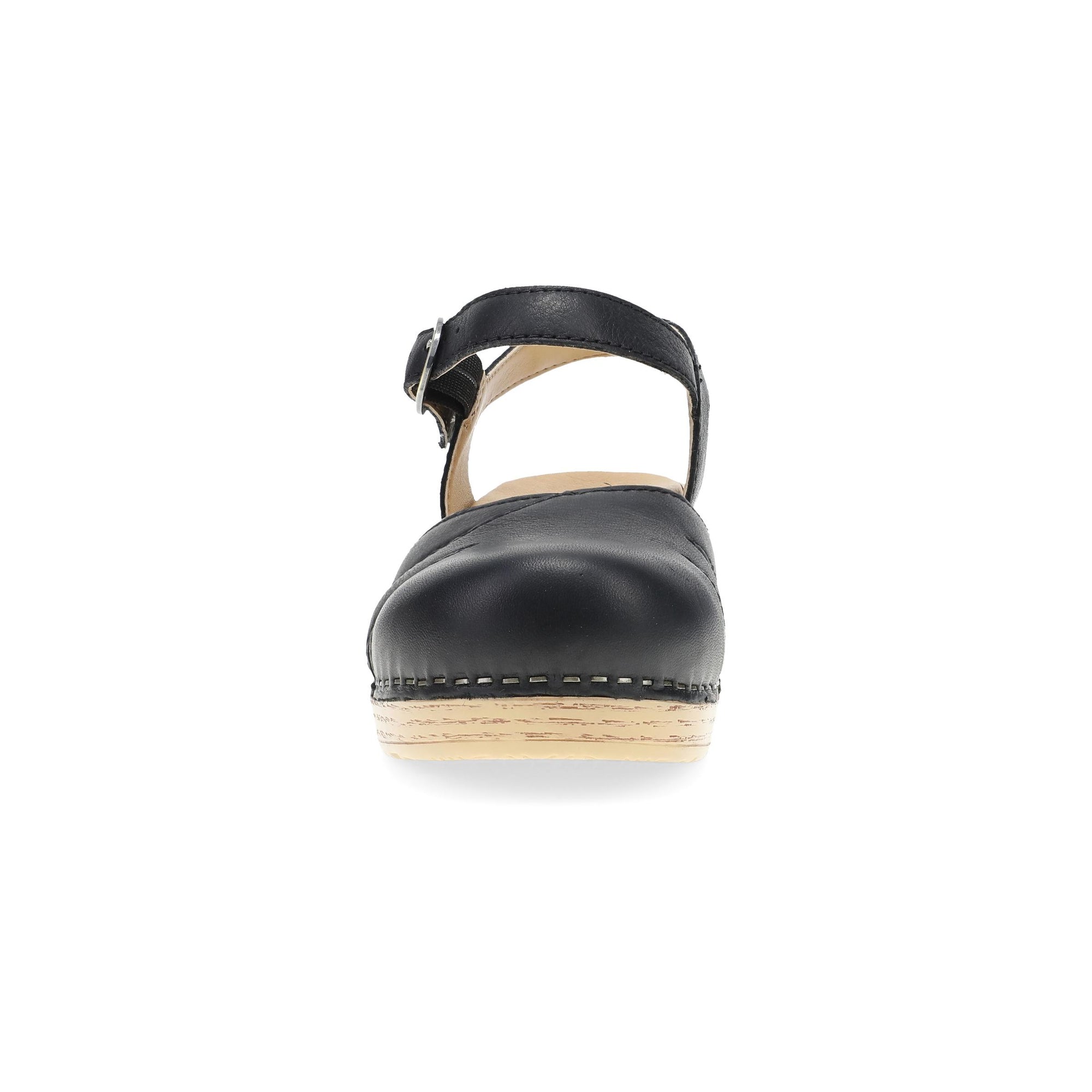 Toe image of Margreta Mary Jane Clog Black Leather