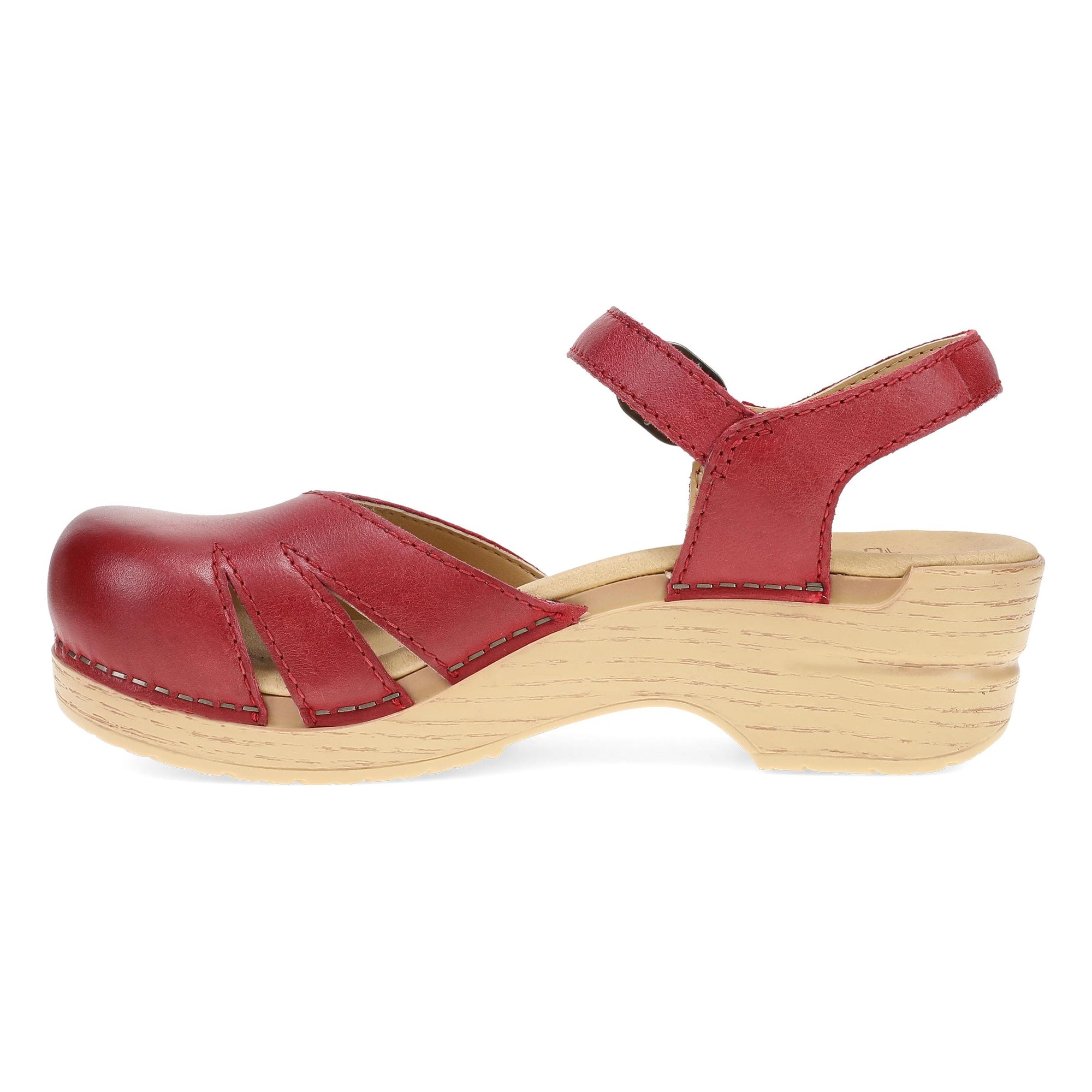 Side image of Margreta Mary Jane Clog Red