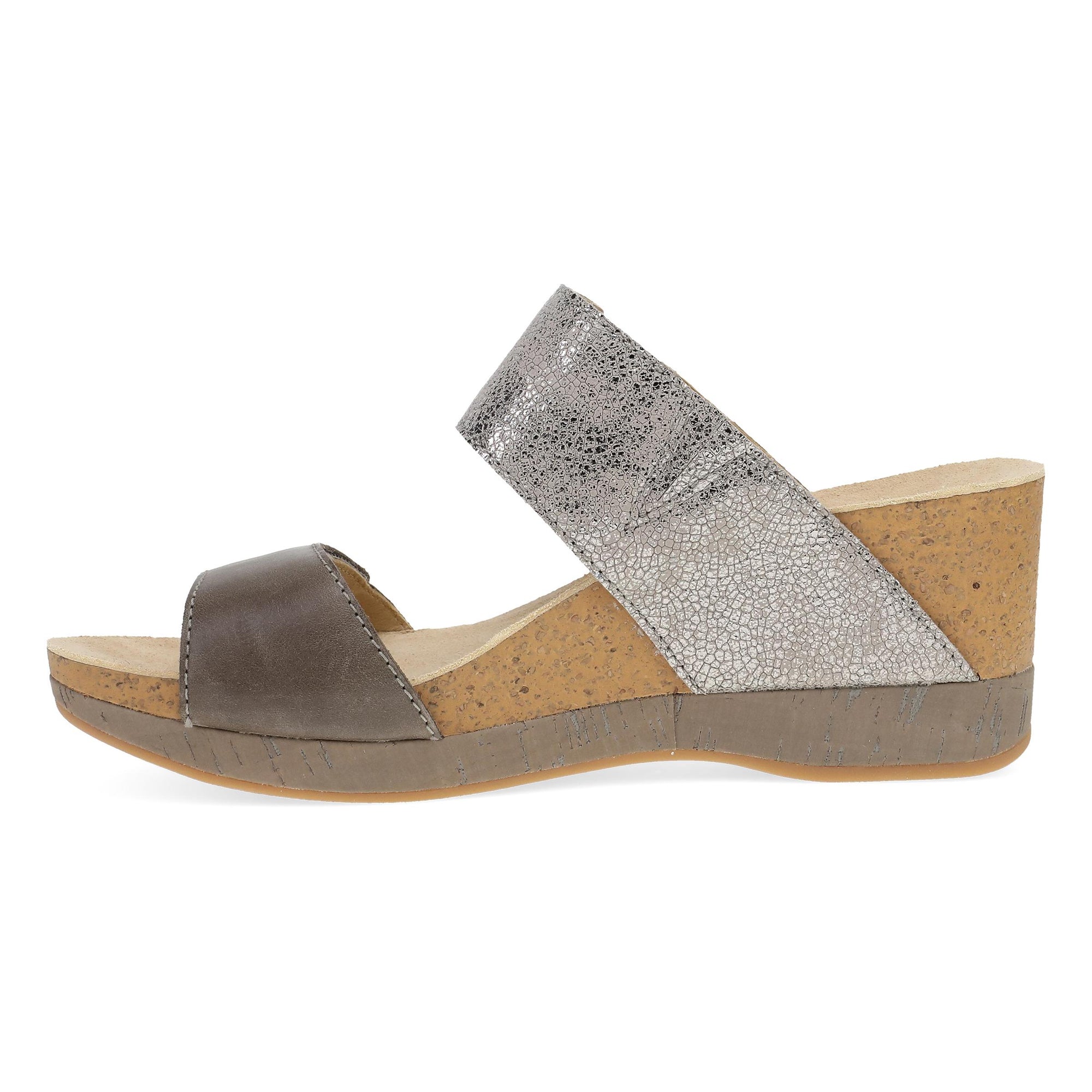 Side image of Shannon Pewter/Taupe Leather