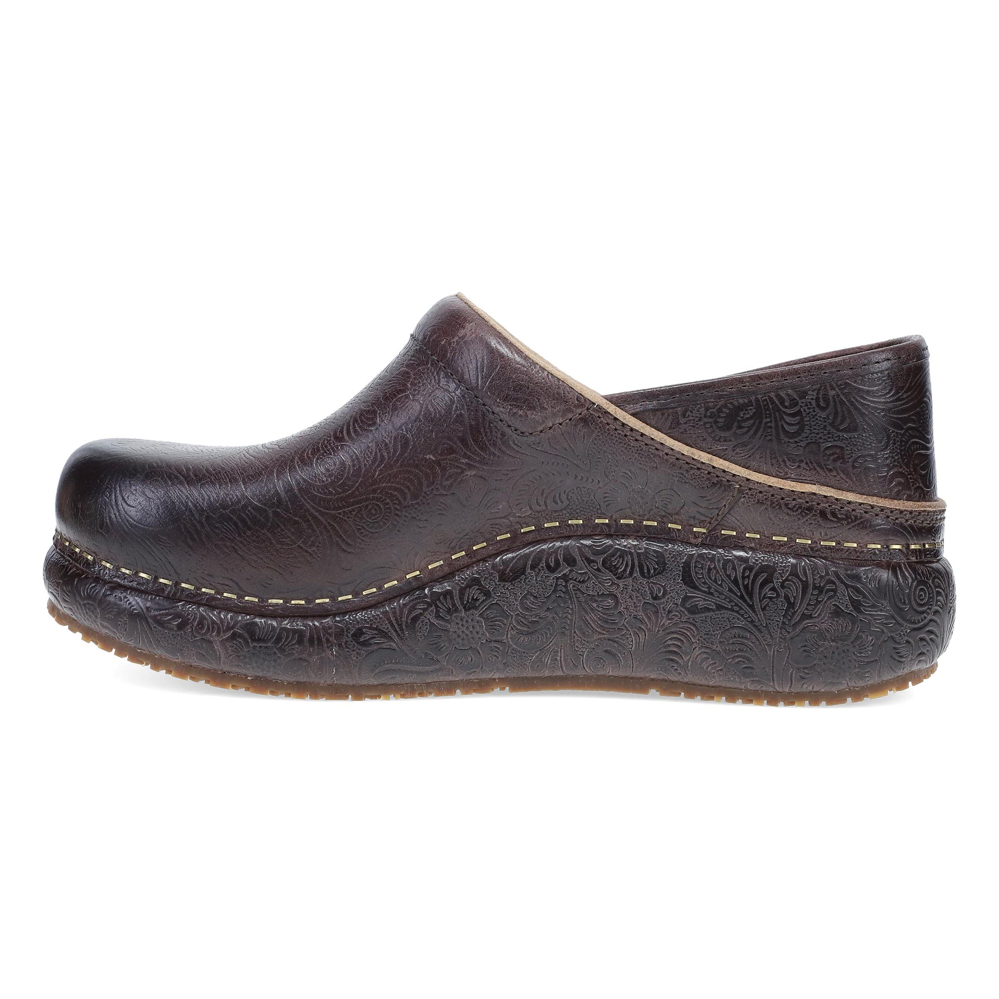 Side image of Platform Pro Clog Brown Tooled