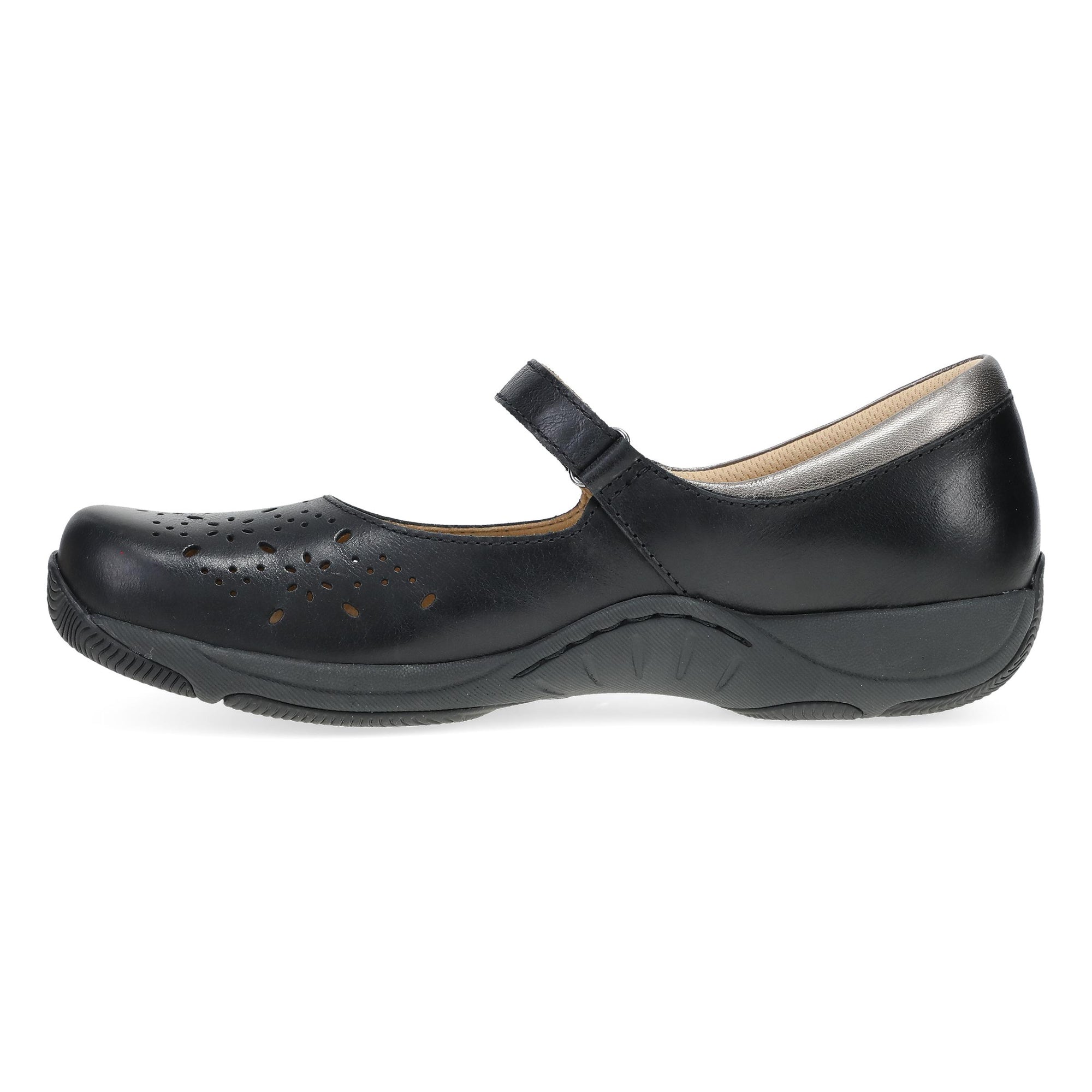 Side image of Stacy Wide Black Waxy Burnished