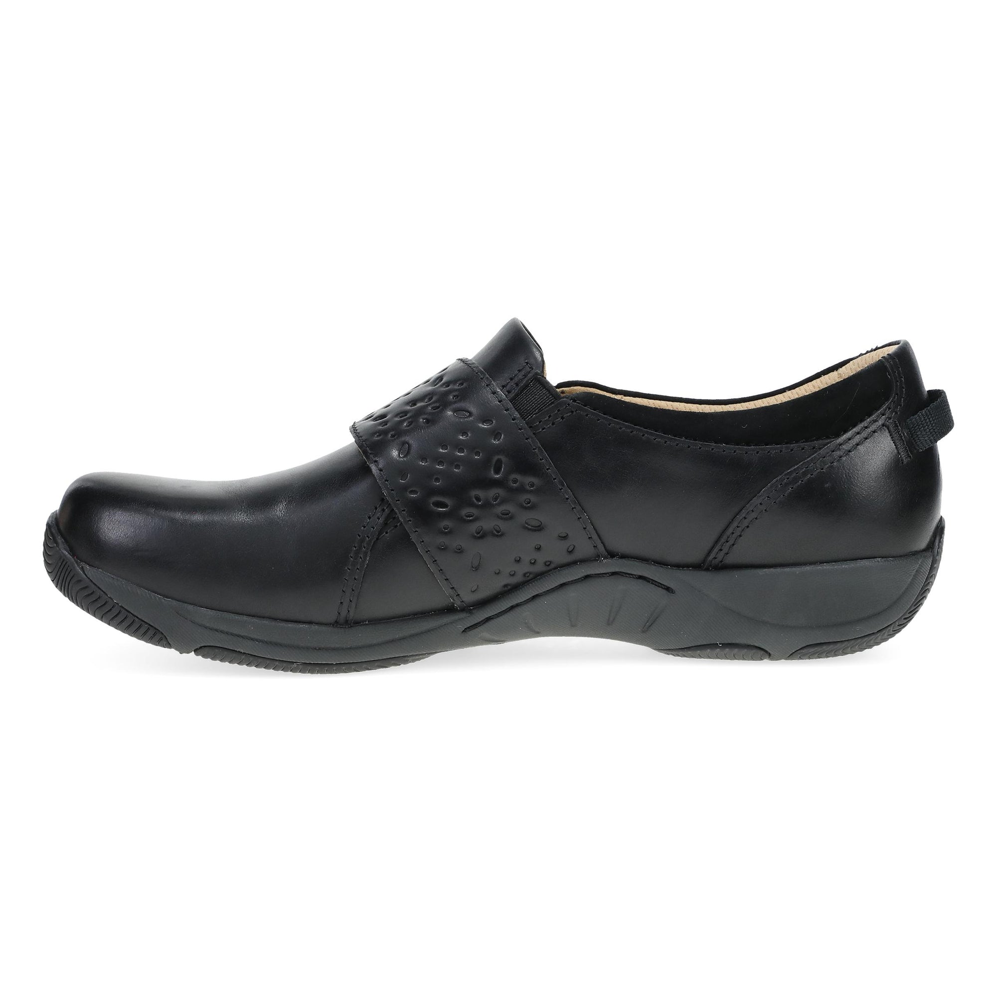Side image of Sallie Wide Black Waxy Burnished
