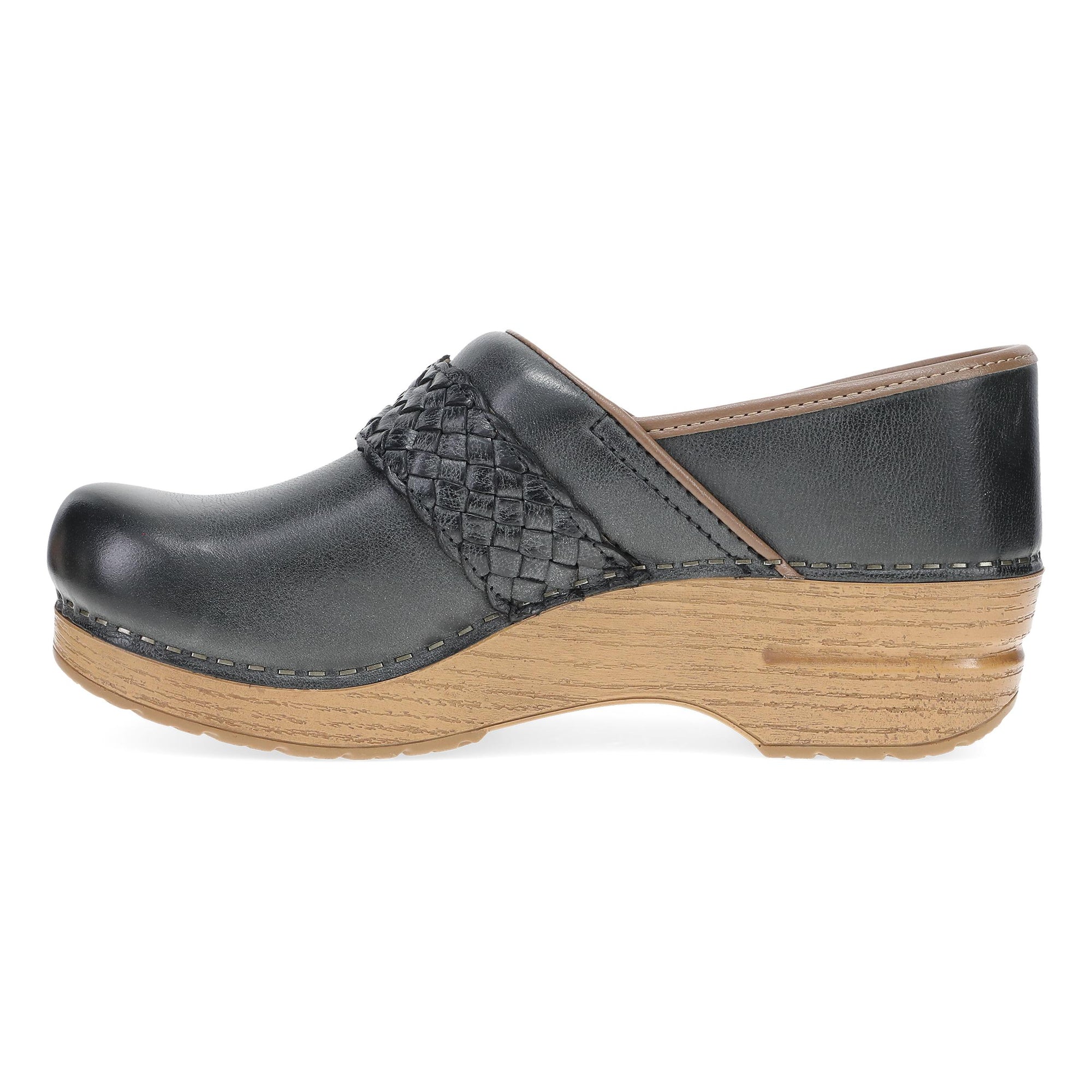 Side image of Pro Braided Clog Black Leather