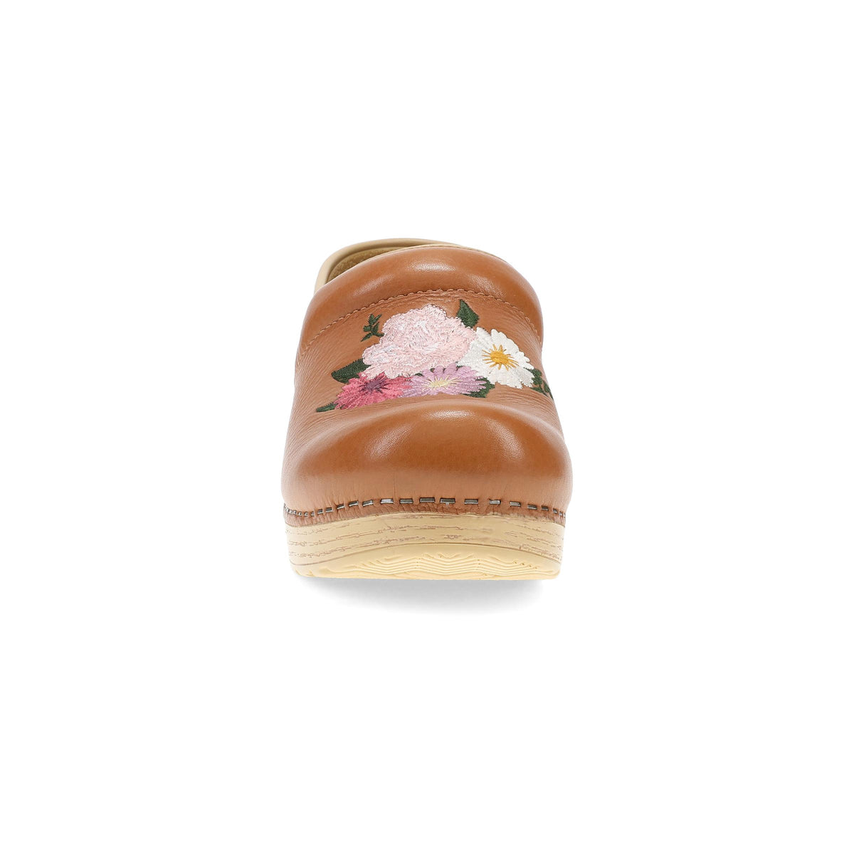 Toe image of Professional Clog Tan Floral Embroidered