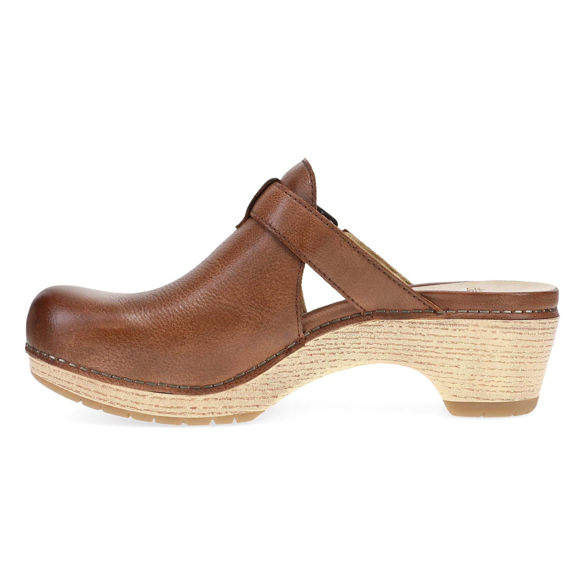 Side image of Leandra Clog Brown Leather