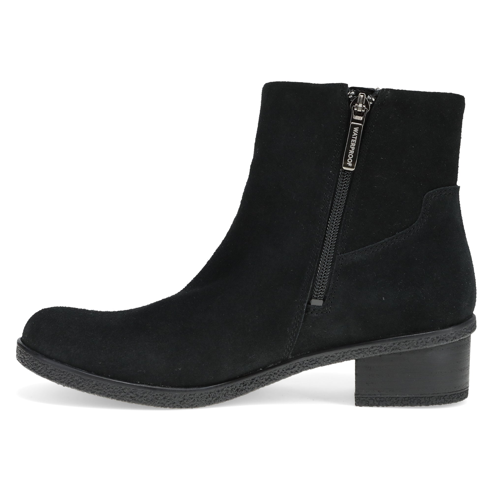 Side image of Daisie Black Waterproof Suede