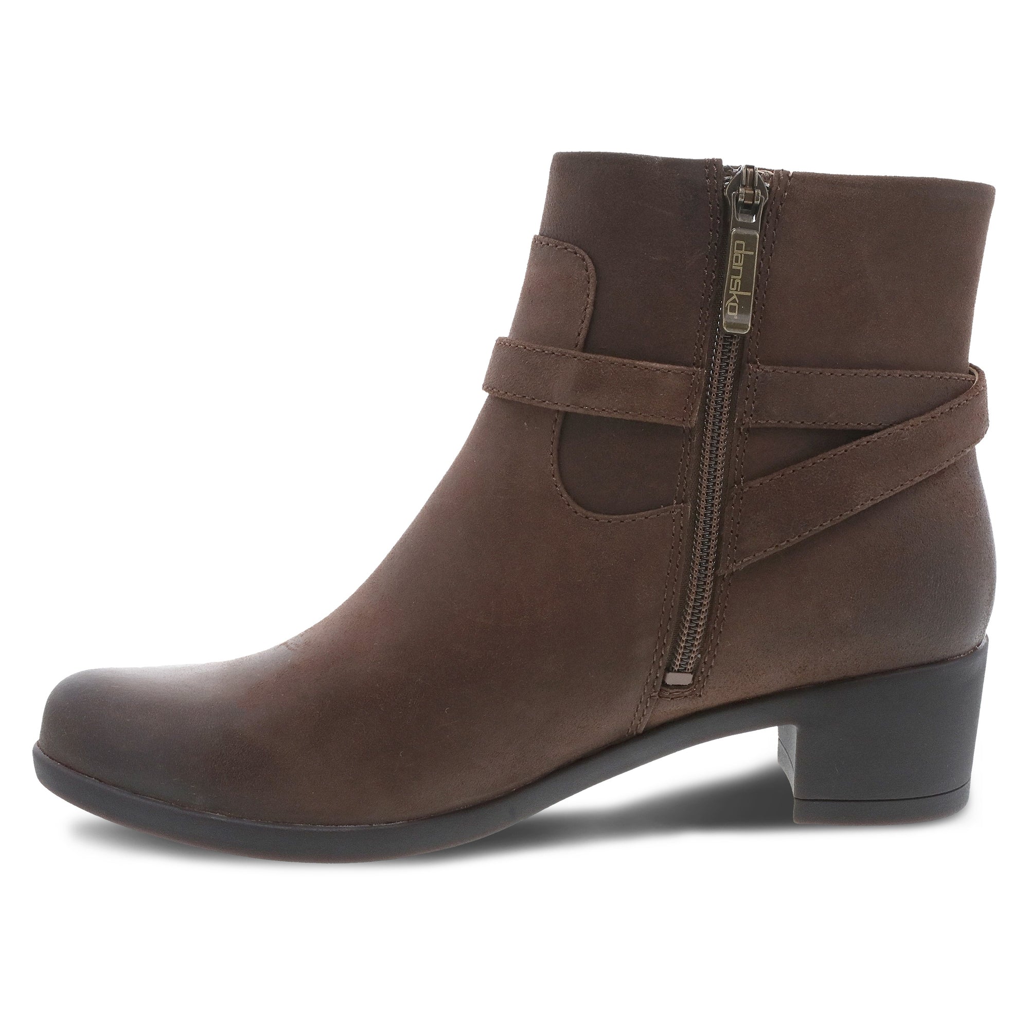 Mid-shaft boot shown from side to highlight zipper for easy wear and high-quality leather.