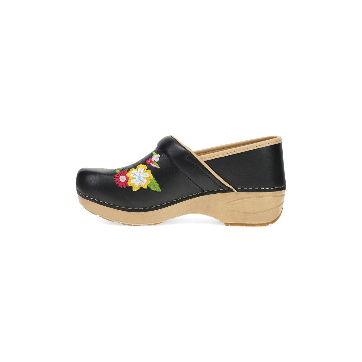 Side image of XP 2.0 Clog Black Floral Embroidered