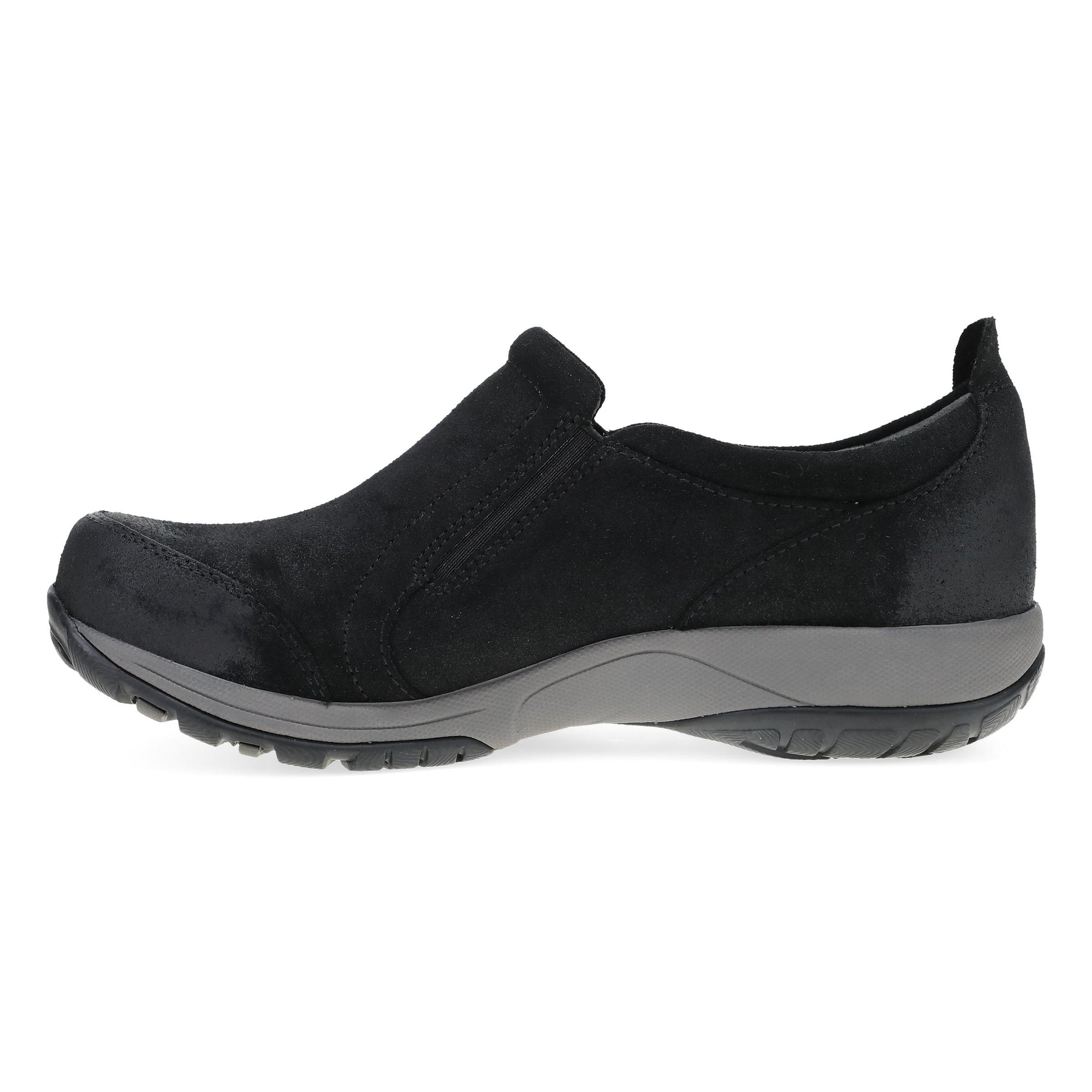 Side image of Pippy Wide Black Waterproof Burnished Suede