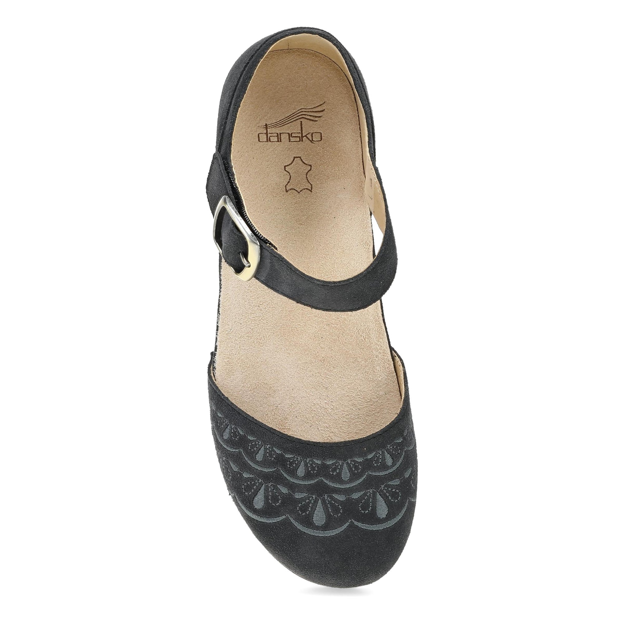 Top image of Mae Charcoal Embroidered Suede