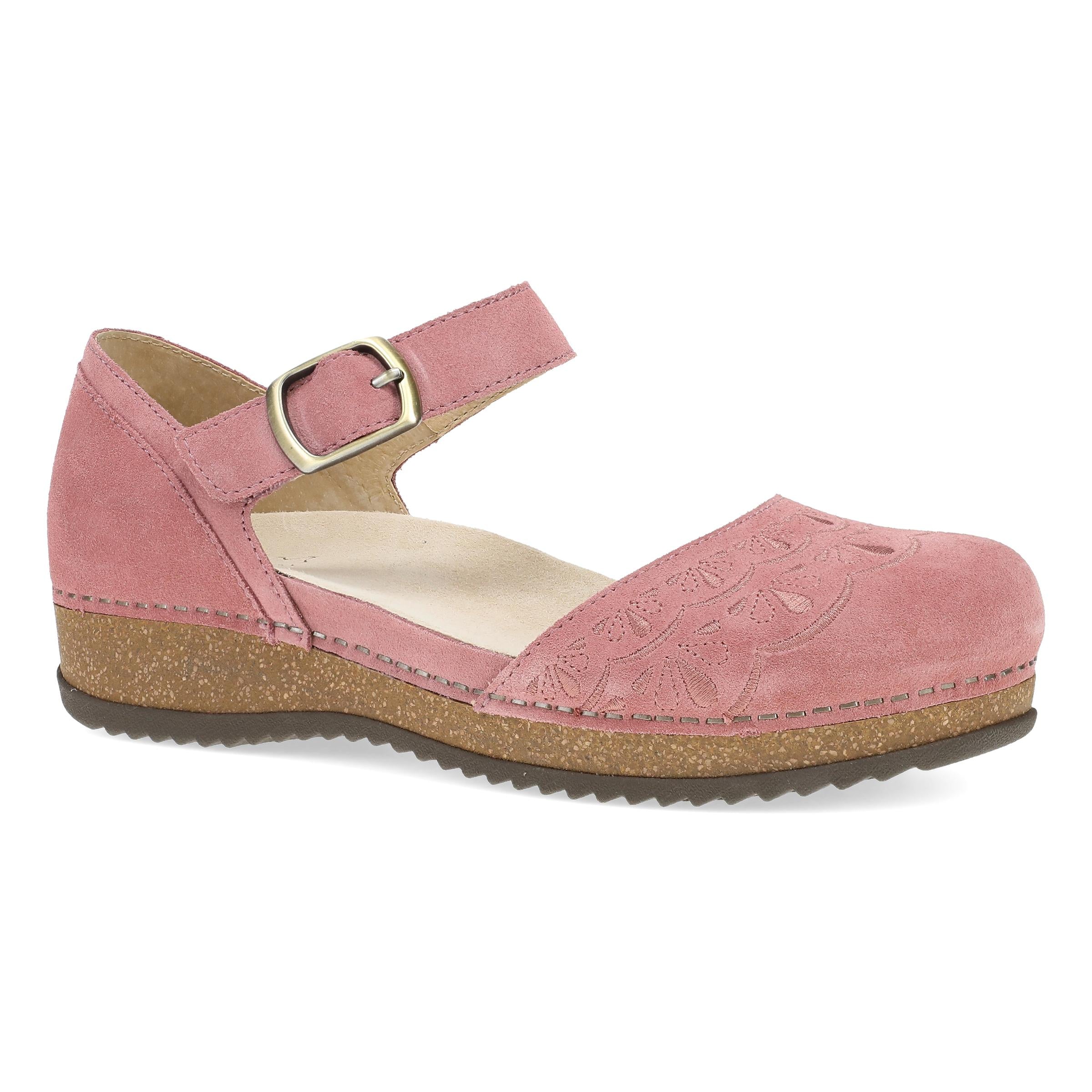 Mae Ash Rose Embroidered Suede – Dansko