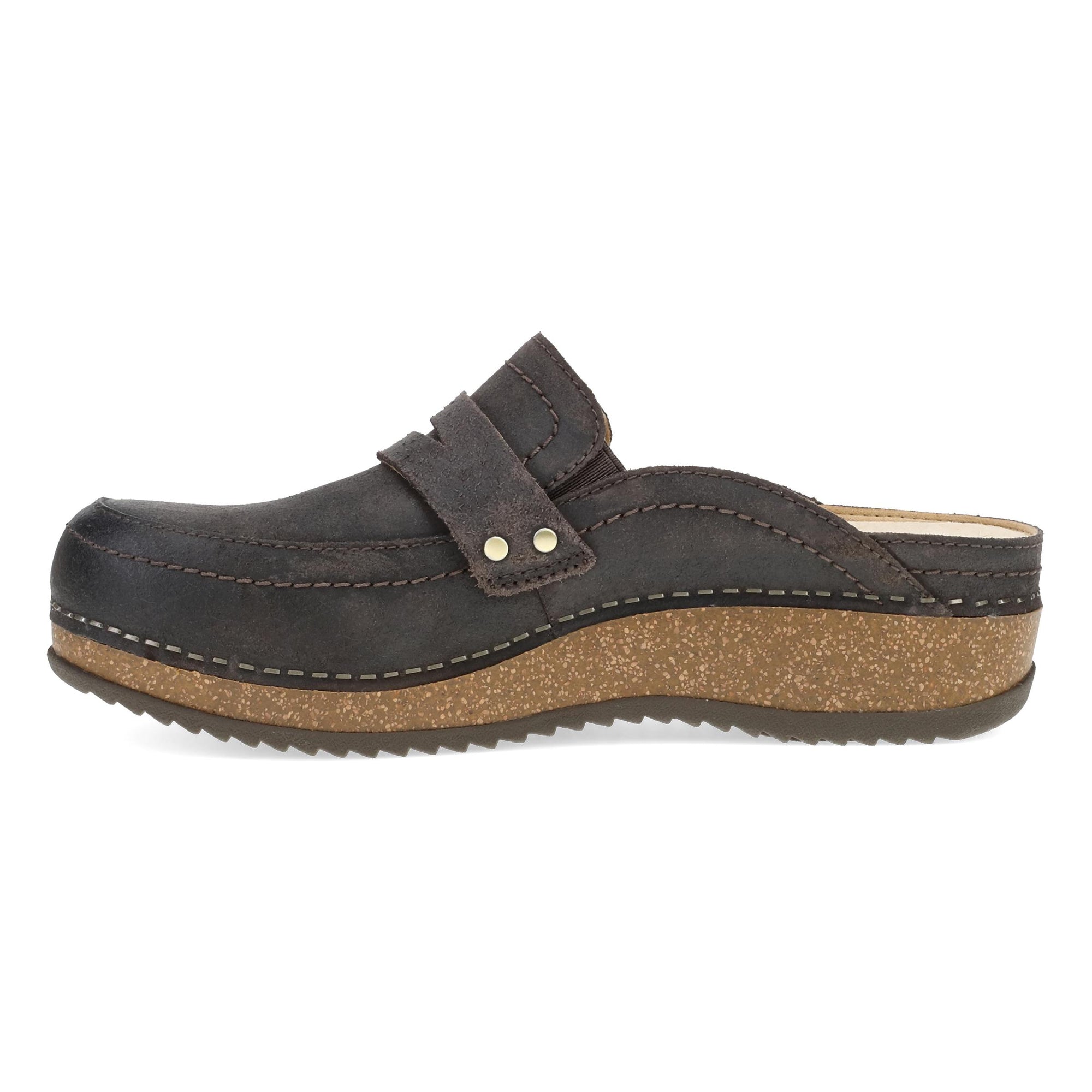 Side image of Maggy Clog Chocolate Leather