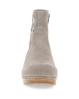 Toe image of Shiloh Taupe Suede Floral Embroidered