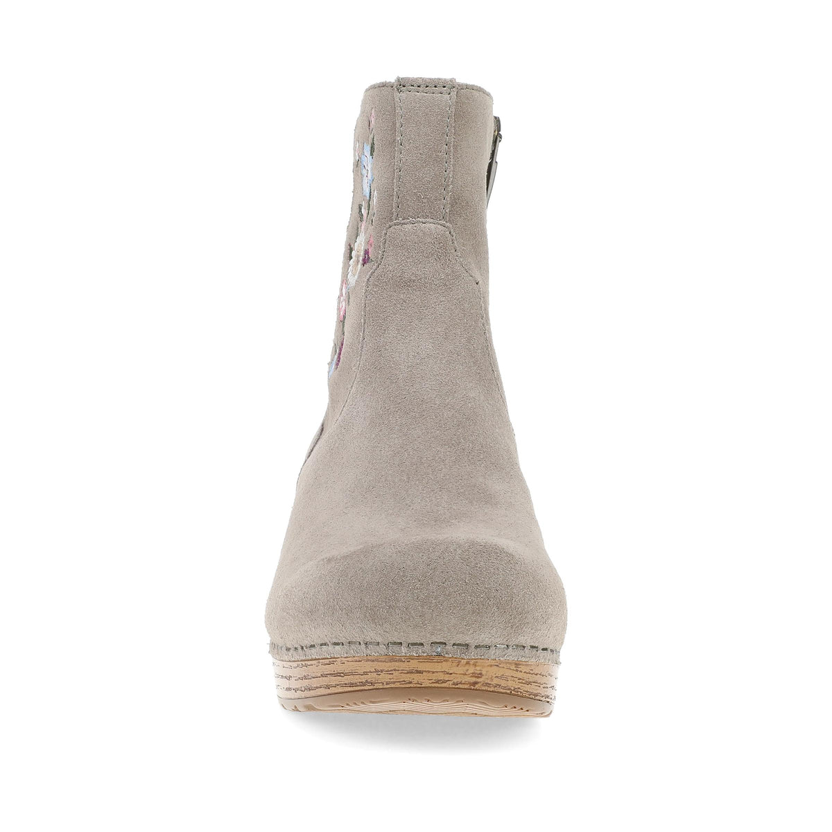 Toe image of Shiloh Taupe Suede Floral Embroidered