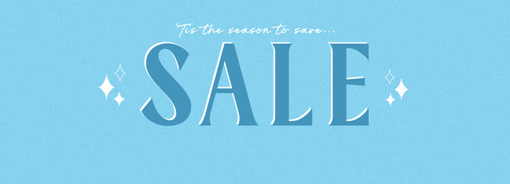 Blue banner showing the announcement for a holiday sale.
