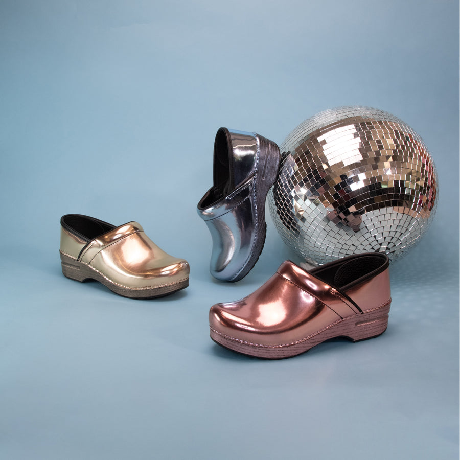 Stand out in the trendy metallic style of the Dansko Professional clog in Chrome!