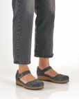 Mae Charcoal Embroidered Suede