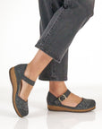 Mae Charcoal Embroidered Suede
