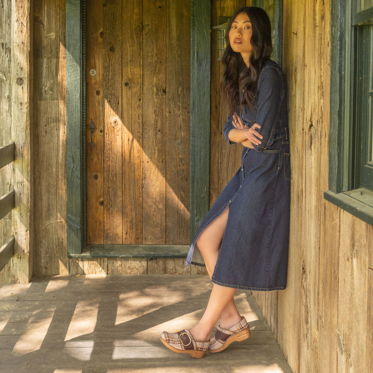 Pearson Clog Tan Plaid