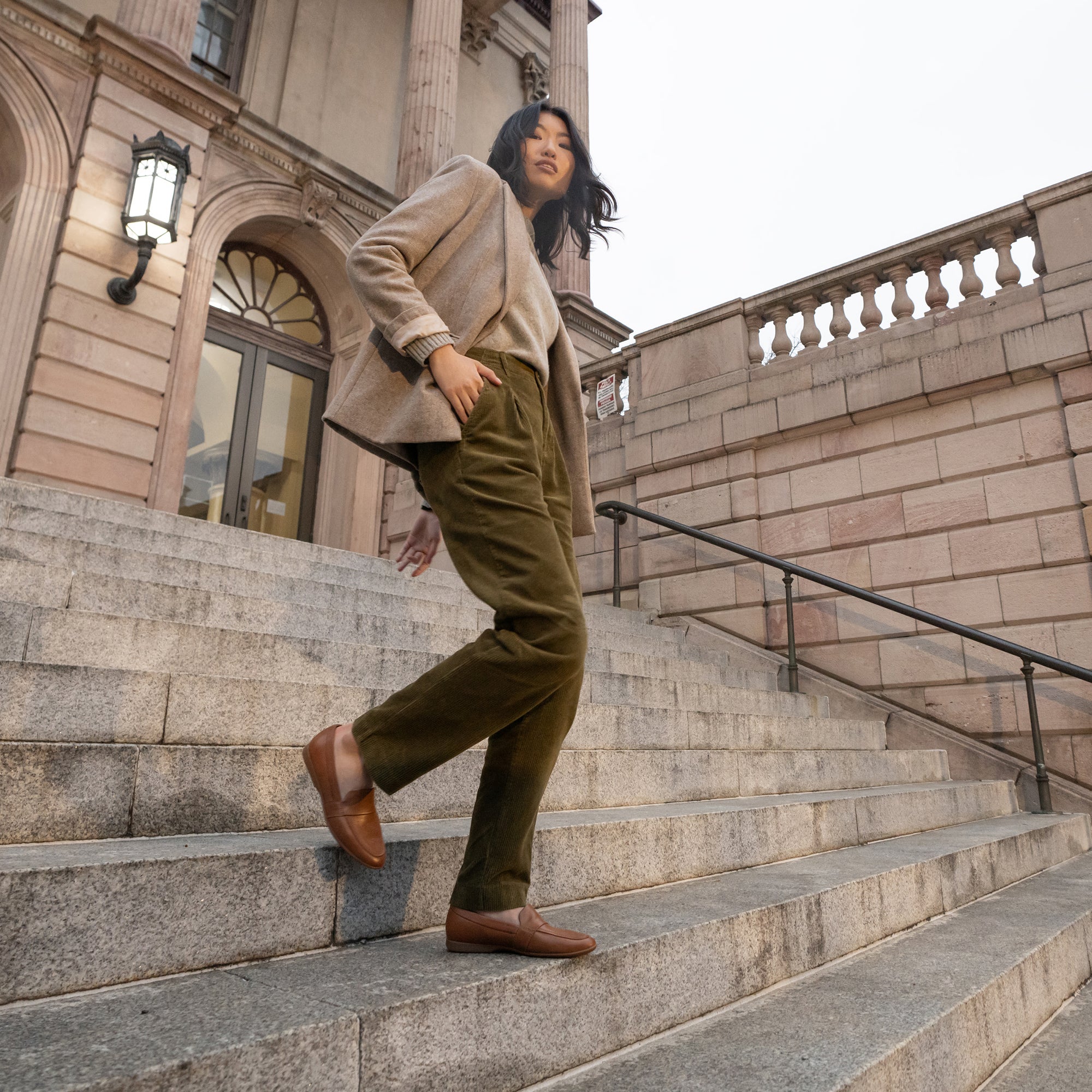 These sleek brown leather loafers add a perfect accent to business attire.