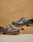 Margaret Black Burnished Calf Clog