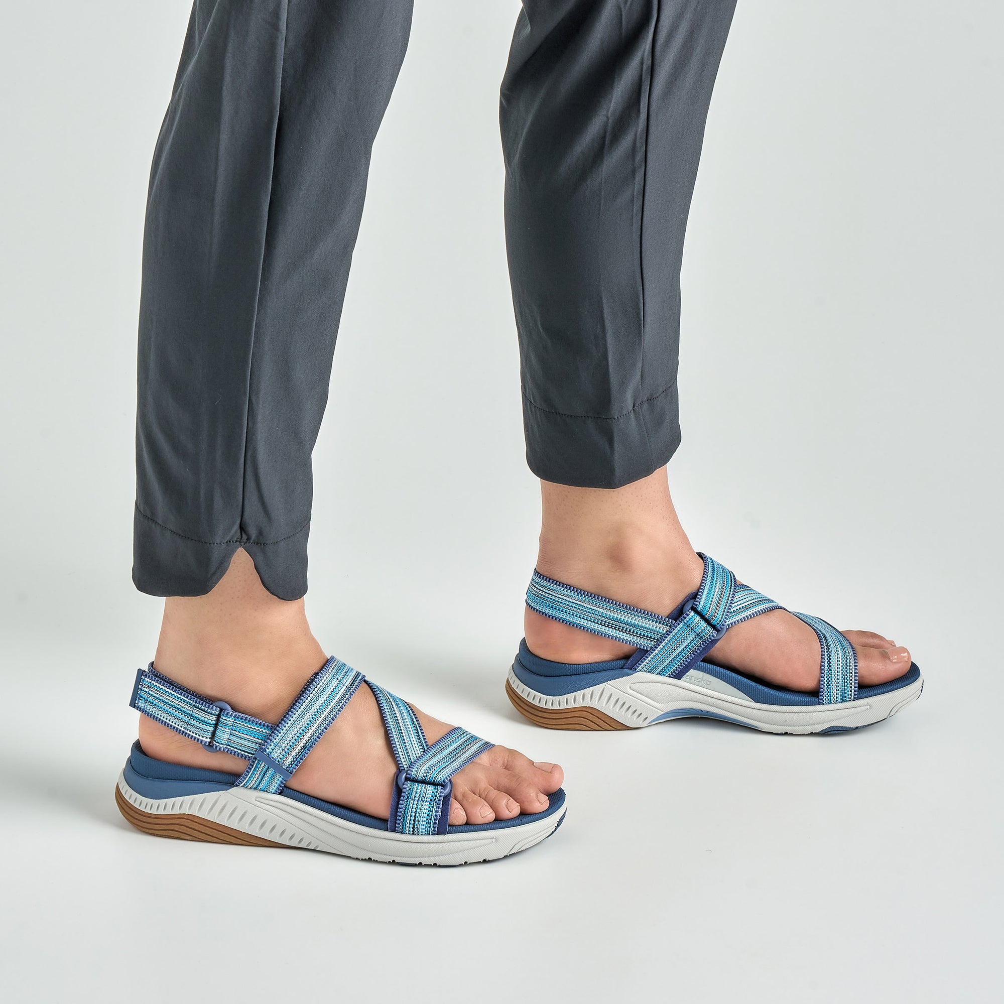 Close up of blue sport sandal.