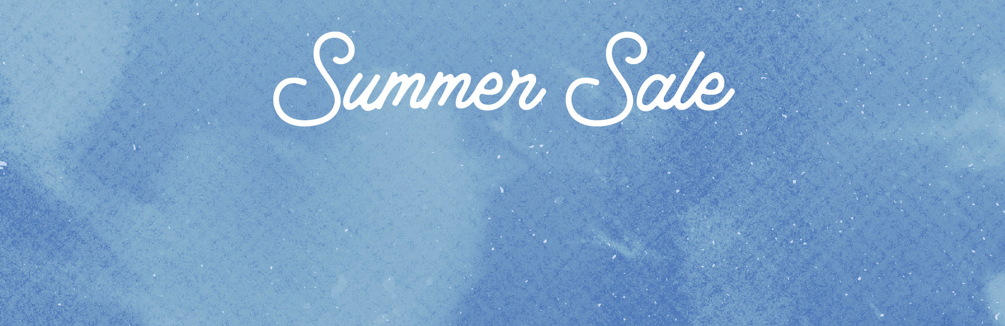 Blue watercolor background with "Summer Sale" script at top.