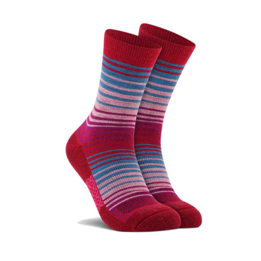 Merino Wool Crew Socks Red Stripes